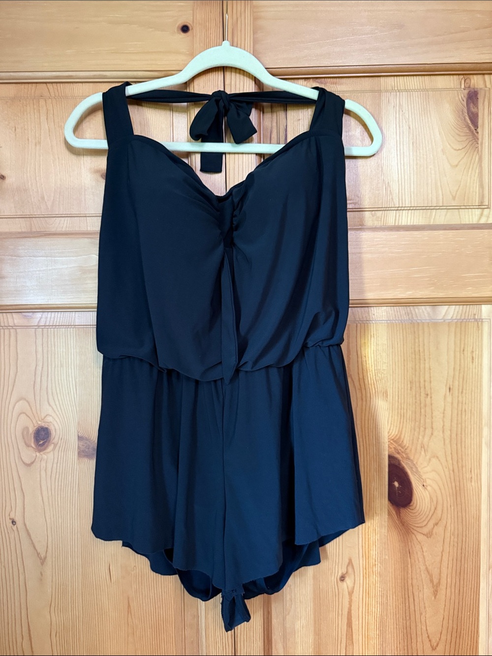 Aqua Green Black Halter Swimsuit with Tie Back